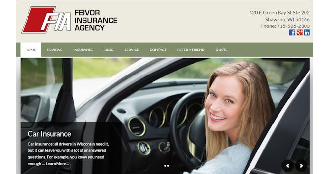 Screenshot of the New Feivor Insurance Website